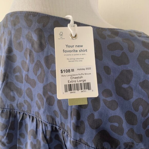 Marine Layer Rory Long-Sleeve Ruffle Blouse Cheetah Print Womens Extra Large XL - Picture 2 of 7
